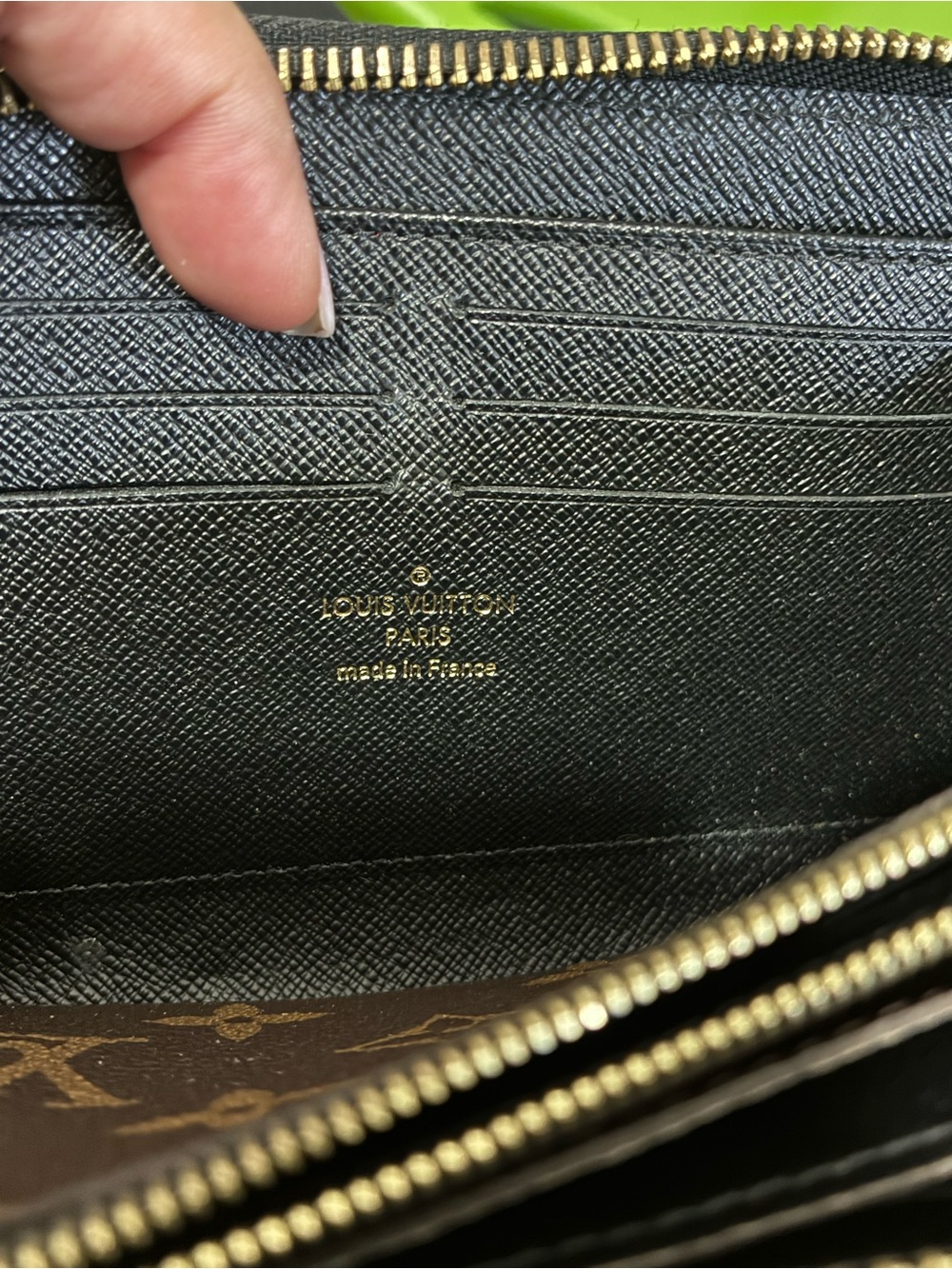 Louis Vuitton Monogram Zip Wallet with Black Trim and Gold Hardware - Picture 14 of 17